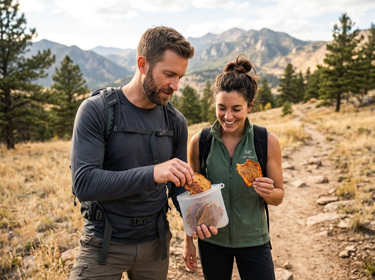 Editorial hero style image showing premium meat snack